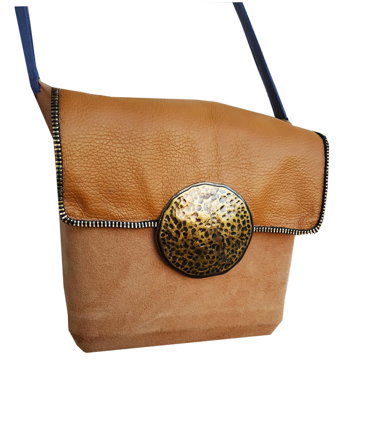 Cube-bag made of artificial suede, tapestry and leather - GLEZANT designer goods store.