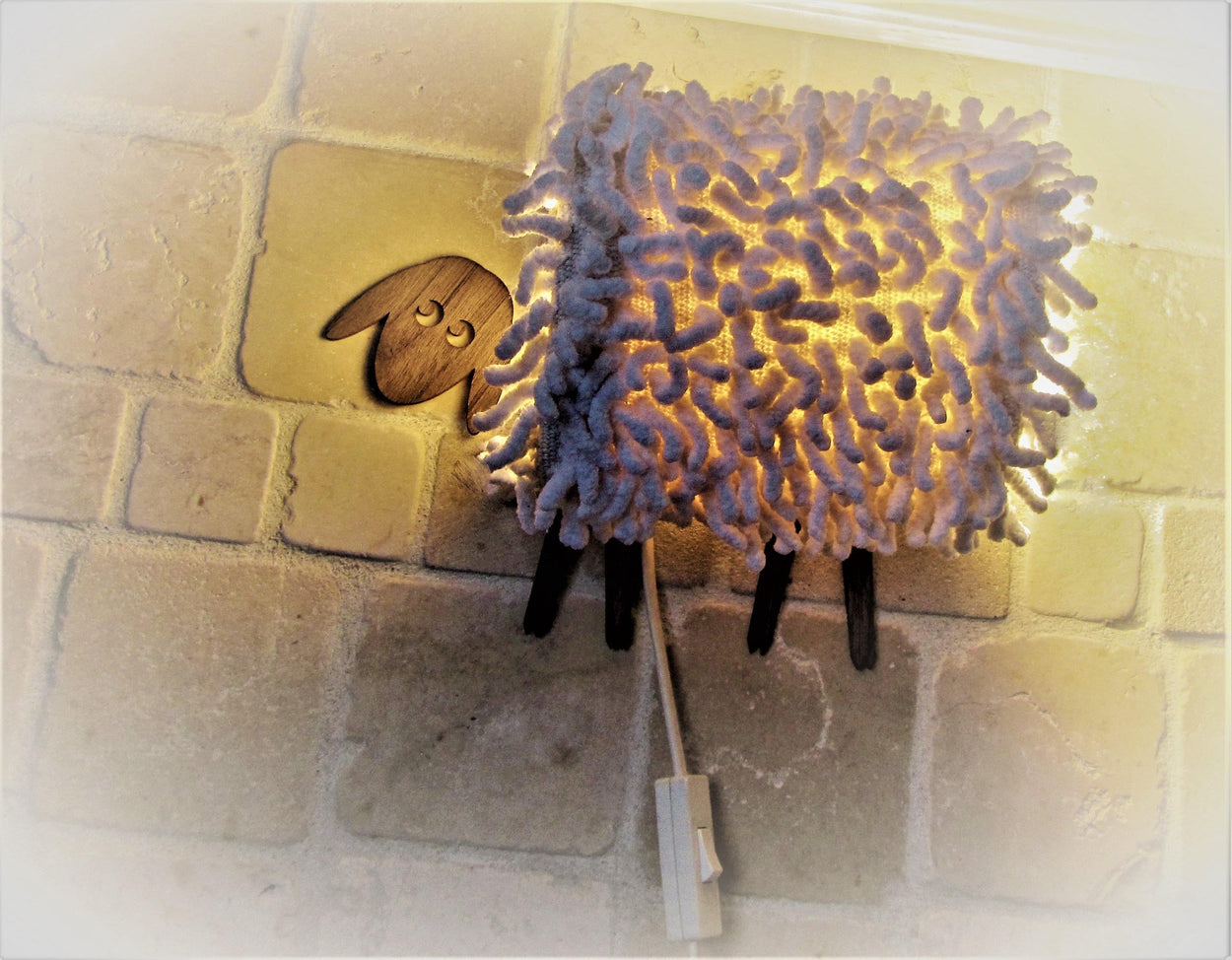 Wall-mounted handmade children's night light - Lamb - GLEZANT designer goods store.