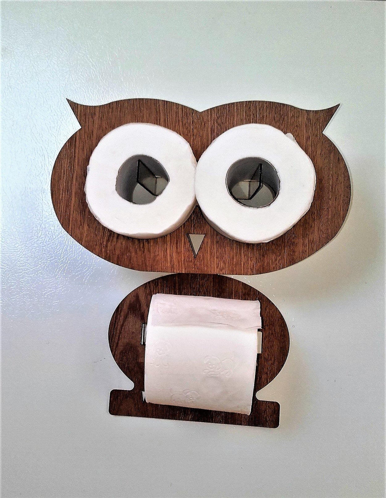 Funny toilet paper rolls holder. Owl - set for 3 toilet rolls - GLEZANT designer goods store.