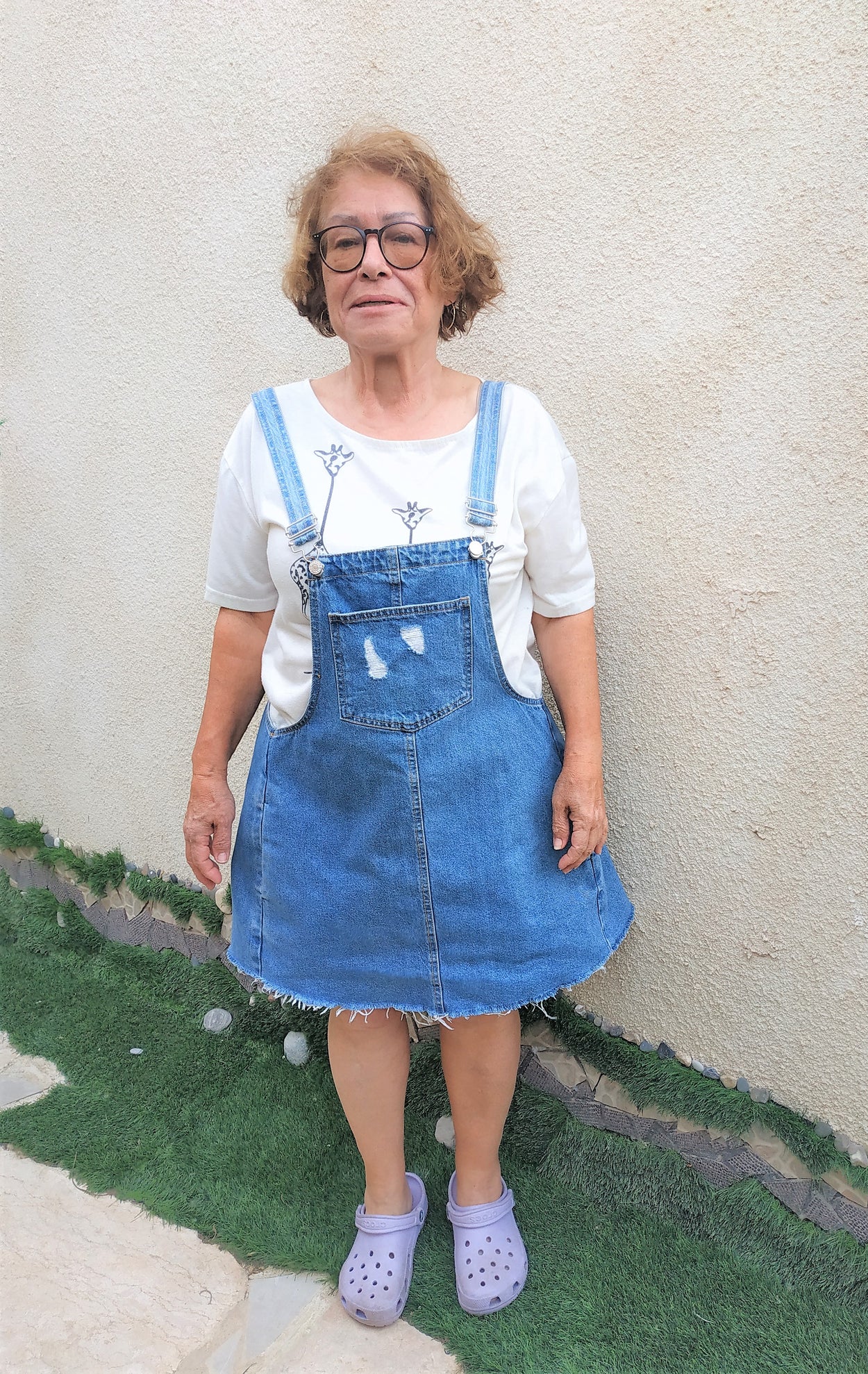 Denim apron with three pocke