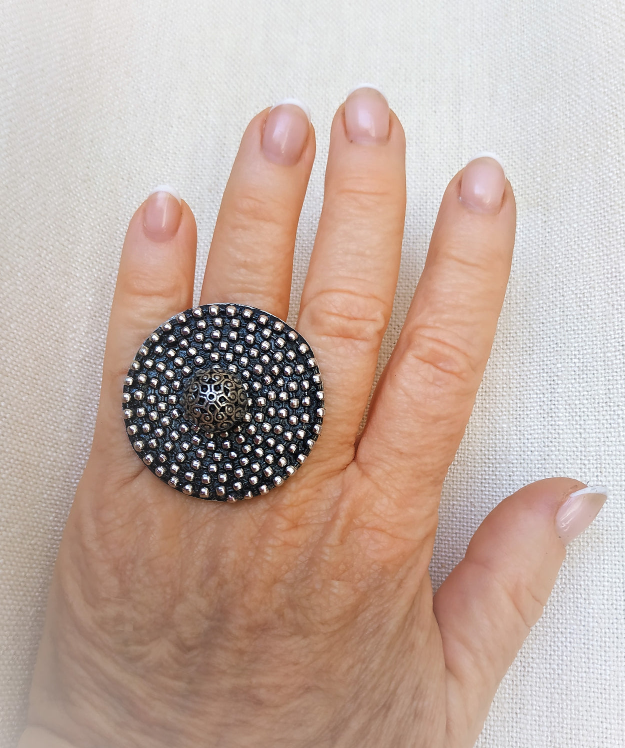 Large ring "Contrast". Handmade