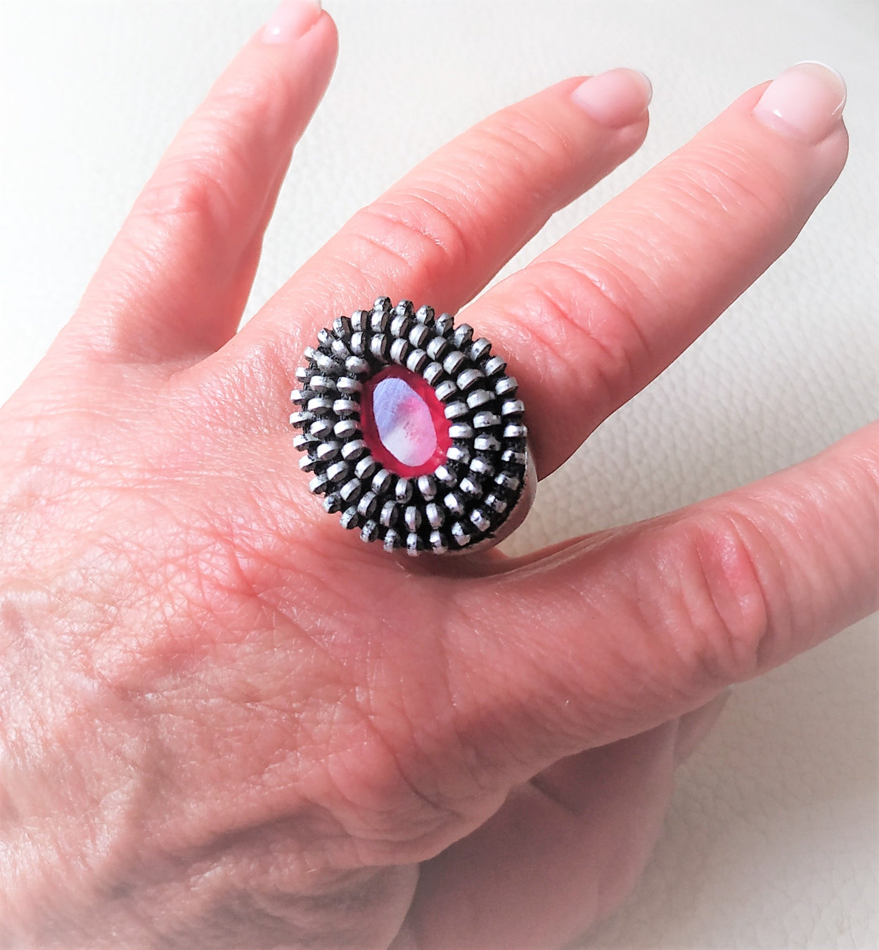 Massive ring with crimson stone