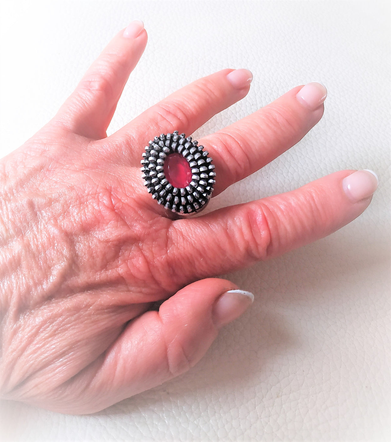 Massive ring with crimson stone