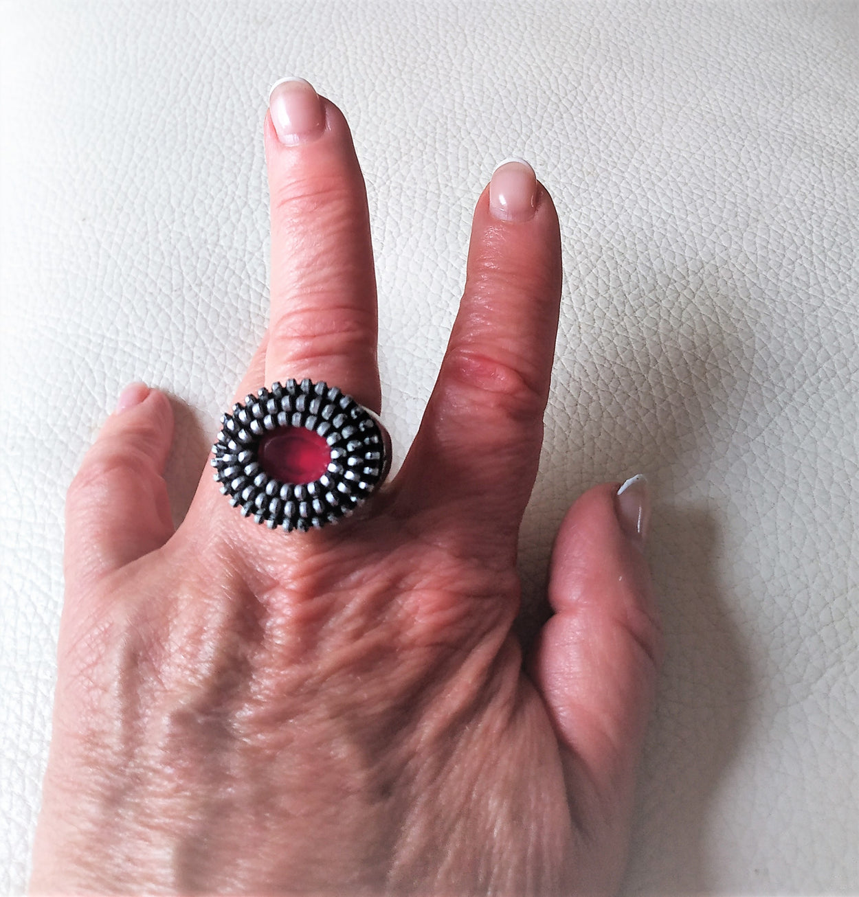 Massive ring with crimson stone