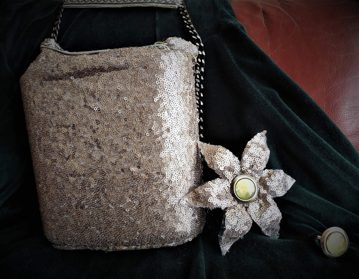 Exclusive handmade silver asymmetric box-bag has sequins on - GLEZANT designer goods store.