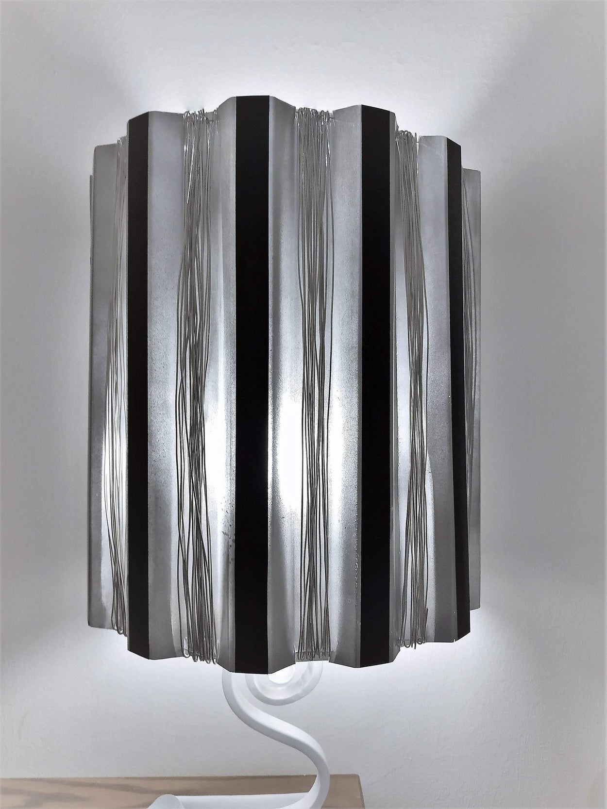 Exclusive modern shiny lampshade in techno style - GLEZANT designer goods store.
