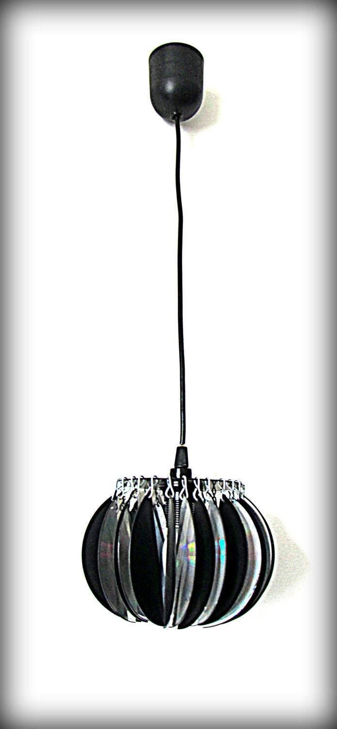 Lampshade from computer discs and a similar ceiling suspension lamp - GLEZANT designer goods store.