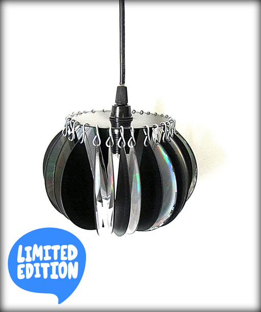 Lampshade from computer discs and a similar ceiling suspension lamp - GLEZANT designer goods store.