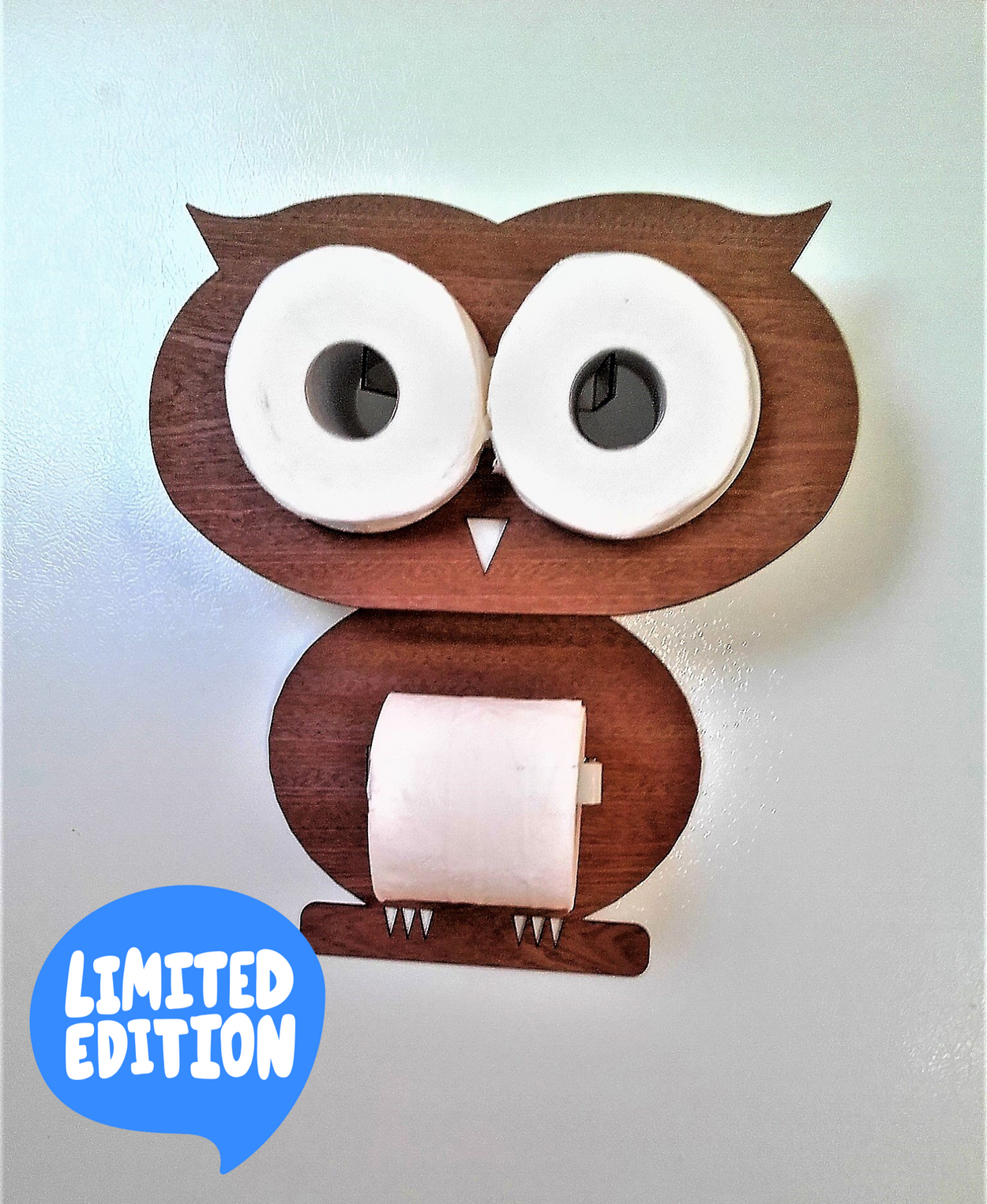Funny toilet paper rolls holder. Owl - set for 3 toilet rolls - GLEZANT designer goods store.