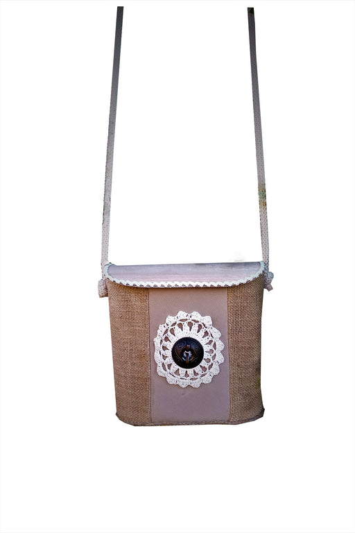Exclusive light crossbody burlap box-bags in Boho style - GLEZANT designer goods store. 