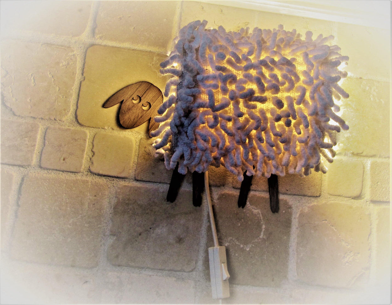 Wall-mounted handmade children's night light - Lamb - GLEZANT designer goods store. 