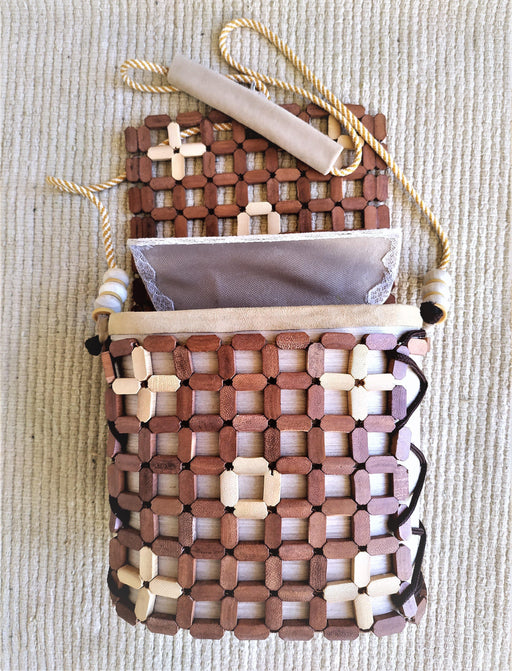 Unique Wooden box-bag.  Shoulder bag in Boho style - GLEZANT designer goods store. 