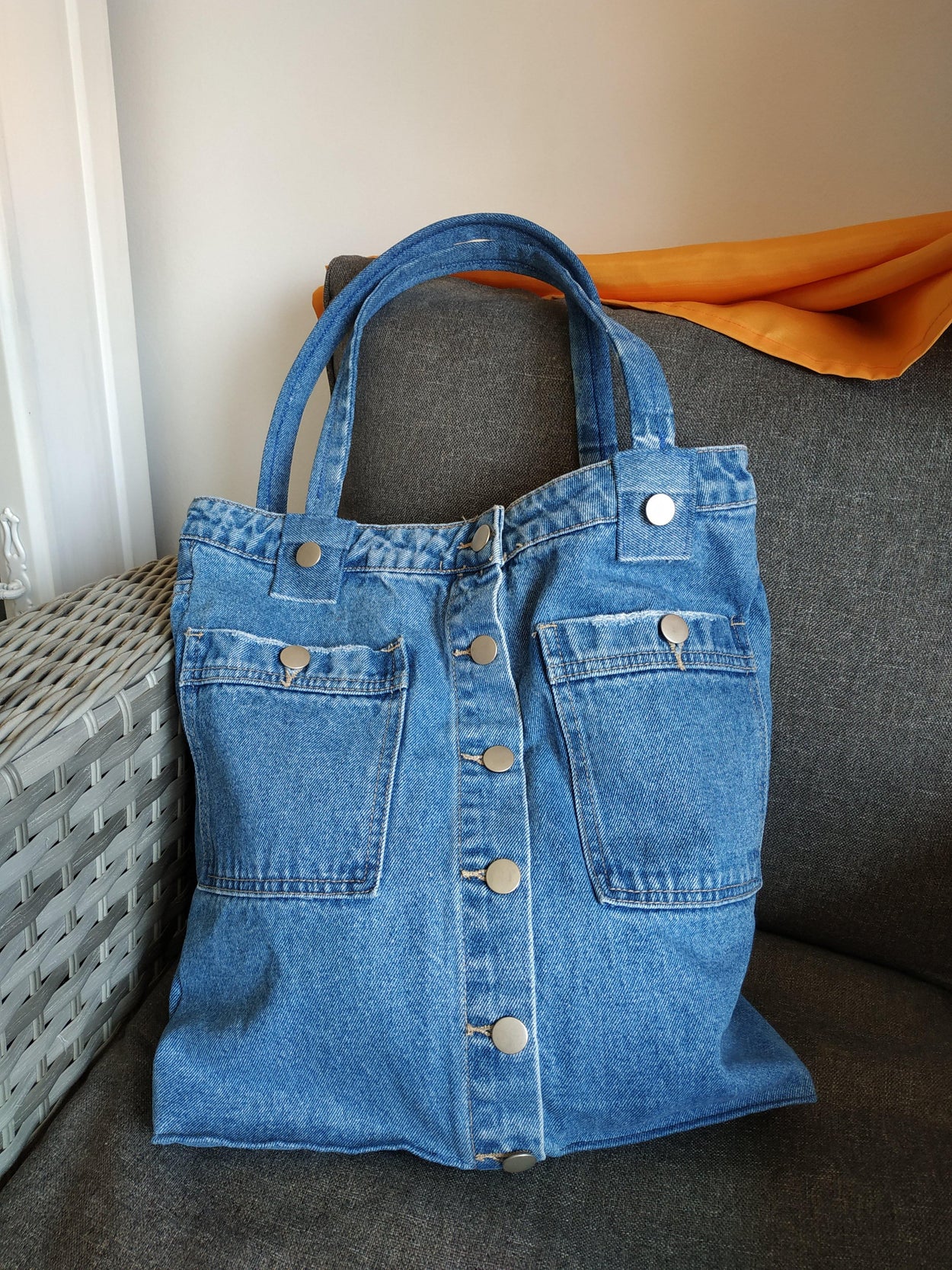  Denim Tote Bag, Jean purses for women denim, Bojo Blue Jean Tote  with multiple shades of denim which make the patterns of this denim bag, jean  tote bag for women with